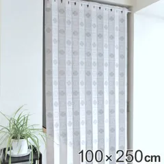 間仕切り カーテン 100×250cm パタッとたためるカーテン クローバー柄 （ 目隠し のれん 暖簾 仕切り つっぱり式 カーテンレール 断熱 洗える 取り付け 簡単 省エネ フリーカット コンパクト 玄関 リビング 窓 小窓 アコーディオン ）)のサムネイル