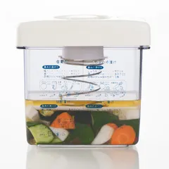 漬物容器 ニューキッチンベーシック コンパクトな漬物器 （ 漬物器 漬け物容器 つけもの容器 野菜漬け 浅漬け 浅漬 容器 ドアポケット 冷蔵庫 コンパクト プラスチック 漬け物ポット 漬物ポット 自家製漬物 角型漬物器 保存 ）)のサムネイル