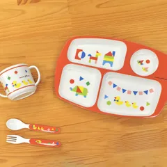 ベビー 食器 ギフト 仕切り皿 スプーン フォーク マグ ANIMAL メラミン製 女の子 男の子 nenne-futurum （ ベビー食器セット 出産祝い キッズ ベビー食器 すくいやすい 割れにくい プレート コップ カトラリー 子供 かわいい ）)