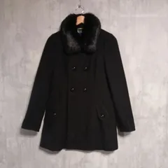 【美品】バーバリーブルーレーベル ファー付 コート 38 黒 BURBERRY BLUE LABEL ノバチェック アンゴラ混 ピーコート ウール ダブル チェックスカート 人気 完売品 三陽商会 ホースロゴ ラビットファー リアルファー ブラック レディース