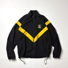 US ARMY APFU ナイロンジャケット XL ブラック ミリタリー トレーニングジャケット 米軍実物 黒 アーミー 陸軍 VINTAGE 古着 ビンテージ ゆるだぼ オーバーサイズ ナイロン 00s ドローコード 刺繍