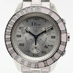 【ほぼ未使用・電池交換済み】腕時計 メンズ レディース クリスチャンディオール Christian Dior クリスタル クロノグラフ CD114315M002 クォーツ シルバー デイト表示 ダイヤモンド ユニセックスのサムネイル