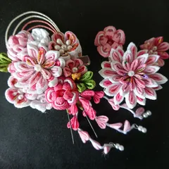 つまみ細工の髪飾りセット/ピンク系/七五三/卒業式/成人式/結婚式