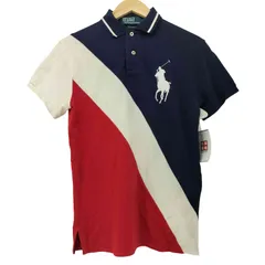 ポロバイラルフローレン Polo by RALPH LAUREN ビッグポニー 刺繍 斜め ボーダー ポロシャツ メンズ import：XS 