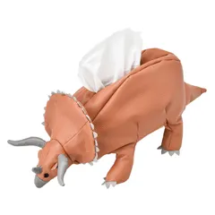 ティッシュケース ティッシュカバー トリケラトプス 布 恐竜 （ ティッシュ ケース ボックスティッシュケース ぬいぐるみ ボックスティッシュ ティッシュボックスケース 目隠し 置き型 薄型 カジュアル インテリア ）)