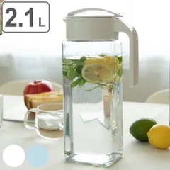 冷水筒 2.1L ドリンクビオ プラスチック （ 麦茶 ポット 麦茶ポット ピッチャー 水差し お茶ポット 熱湯 横置き 耐熱 スリム 広口 冷茶 お茶 ジャグ ドリンクピッチャー 冷水ポット 白 取っ手付き ） )