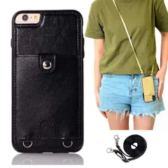 iPhone 6 Plus/iPhone 6s Plus スマホ ケース 肩掛け 首かけ 斜めがけ ショルダー iPhone 6s Plus 縄掛け ケース PU レザー iPhone 6s Plus カード収納 iphone 6s 手帳型 カバー iPhon