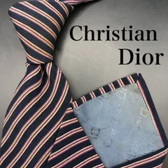 【美品】Christian Dior ネクタイ ストライプ柄 ネイビー