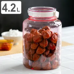 漬物容器 4.2L 熱湯消毒対応 梅干し瓶 2kg用 丸型 プラスチック製 （ 梅干しびん つけもの容器 漬け物容器 手作り 保存容器 梅干し 漬物 つけもの プラスチック 保存ビン 保存瓶 保存びん 軽量 ）)のサムネイル