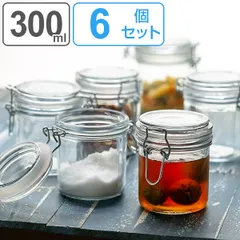 保存容器 300ml ガラス製 6個セット パッキン付き 密閉ガラス容器 （ 密閉びん 密閉瓶 密閉ビン 保存ビン ガラスジャー 保存瓶 保存びん ガラス保存容器 ガラス瓶 硝子瓶 がらす瓶 ガラス容器 ジャム瓶 おしゃれ ）)のサムネイル