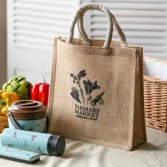 ランチバッグ スクエア トートバッグ ファーマーズマーケット HAKOYA （ エコバッグ ランチトート お弁当 袋 弁当 弁当箱 お弁当箱 お弁当入れ ランチグッズ お弁当グッズ ジュート バッグ サブバッグ ランチトートバッグ 麻バッグ ）)