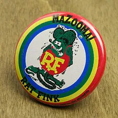 ラットフィンク 缶バッチ キャラクター アメリカ ホットロッド RAT FINK レインボー 