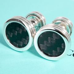 希少ティファニー カーボンファイバー ブラック サークル カフス/25