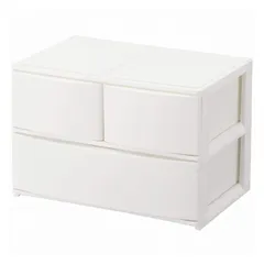 【数量限定】ポスデコ カラーボックスにピッタリフィット 引き出し収納ボックス ワイド 深2段(引出し3個) ホワイト ずれを防ぐラバーストッパー 重ねて使える サンカ スタッキングチェスト ロック機構 日本製 カラーボックス 収納ケース 小物 衣装 ボックス