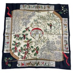 新品同様 HERMES エルメス シルク カレ90 Les Pivoines 芍薬 花柄