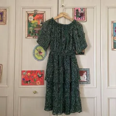 71 花柄 ワンピース  ロング プリーツ フリル シアー 透け感　Y2K　お呼ばれ　デート　オフィスカジュアル　食事会　可愛い　お出かけ　上品