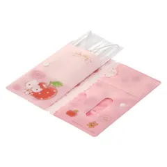 マスクケース ハローキティ ハピネスガール （ マスクポーチ マスク 収納 マスク入れ 持ち運び 携帯 仕切り ポケット 一時置き 仮置き 清潔 衛生的 スリム ボタン付き ティッシュ入れ 不織布マスク 折りたたみ キティちゃん ）)