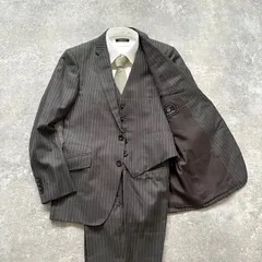 【Men's Bigi】メンズビギ スーツ スリーピース セットアップ ストライプ ウール ビジネス 入学式 卒業式 お洒落スーツ