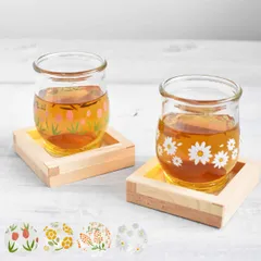 グラス 200ml レトログラス 枡 セット コースター ガラス 木製 日本製 （ コップ アデリア チューリップ型 瓶 レトロ 食器 ガラスコップ タンブラー ワンカップ 昭和レトロ かわいい おしゃれ 花柄 ガラス食器 ） )