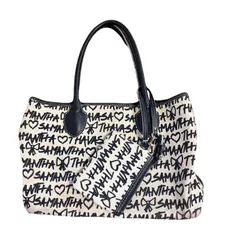 サマンサタバサ　総柄　トートバッグ　ポーチ　ブラック