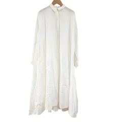   mizuiro ind  ミズイロインド　フレアシャツロングワンピース　長袖　ホワイト　白　レディース　日本製【Z1804】