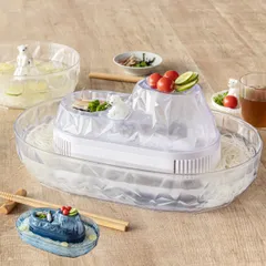 そうめん流し器 M 2～3人用 流氷 流しそうめん 電池式 流しそうめん機 プラスチック製 （ そうめん流し機 しろくま ペンギン 素麺 ながしそうめん 薬味入れ 流し素麺 薬味皿 機械 シロクマ アニマル 動物 氷山 おしゃれ かわいい ） )のサムネイル