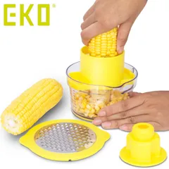 EKO コーンストリッパ－＆おろしセット おろし器 コーンカッター 食洗機対応 （ とうもろこし トウモロコシ 粒とり 簡単 便利 コーン カッター おろし器付き トウモロコシカッター 粒取り キッチン 下ごしらえ 調理 料理 ）)のサムネイル