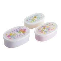 弁当箱 抗菌 3個セット すみっコぐらし フラワー （ お弁当箱 シール容器 レンジ対応 ランチボックス デザートケース フルーツケース レンジOK 入れ子式 果物ケース 保存容器 400ml 280ml 180ml AG 銀 ）)