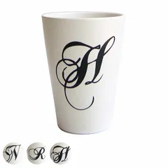 タンブラー 250ml アルファベット 陶器 （ 食洗機対応 電子レンジ対応 コップ カップ 食器 コーヒー 紅茶 ティータイム シンプル モノトーン レトロ おしゃれ ）)