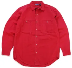 90s patagoniaパタゴニア 無地 コットンシャツ 赤 M★オールド ビンテージ アウトドア キャンプ Rマーク