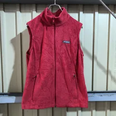 1982 Columbia フリースベスト レッド L コロンビア フリースジャケット ワンポイント 刺繍ロゴ 古着卸 アメリカ仕入