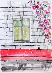 原画#358 ベネチア イタリア 水彩画 ドローイング アート 風景画