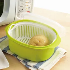 電子レンジ 調理器具 あっ！とレンジ 茹で蒸し工房 蒸し料理 （ ボウル ザル コランダー 電子レンジ対応 耐熱 野菜 茹で 蒸し 料理 蓋付き フタ付き ふた付き 耐熱容器 ボール ざる 水切り 下ごしらえ ）)のサムネイル