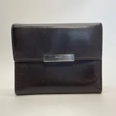 3556 PRADA プラダ 三つ折り財布 ダークブラウン レザー