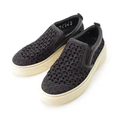 サルヴァトーレフェラガモ ロゴ レース  スリッポン スニーカー シューズ ブラック 7【中古】