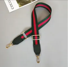 ショルダーストラップ グリーン×レッドバッグ用 付け替えベルト携帯ケースにも対応鮮やか！シェリーライン風 ショルダーストラップ 太め 付け替えベルト トートバッグ ショルダーバッグ用