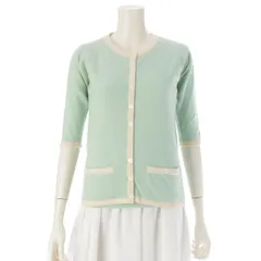 シャネル 96C カシミヤ ニット カーディガン タンクトップ アンサンブル PO6254 エメラルドグリーン 40【中古】