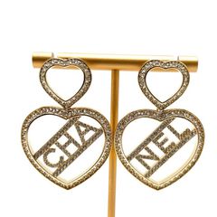 CHANEL シャネル ピアス ロゴ ハート ゴールド ピアス ラインストーン 