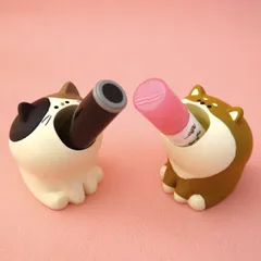 印鑑スタンド はらぺこアニマル イヌネコ （ 印鑑立て はんこケース スタンプケース いぬ ねこ 動物 グッズ 印鑑 はんこ 収納 玄関 かわいい 便利 リップクリーム クリップ入れ デスク 机 オフィス インテリア 陶器 ）)