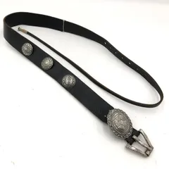 レザーベルト コンチョ スタッズ バックル ブラック 黒 デザインベルト 男女兼用