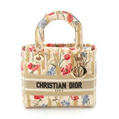 クリスチャンディオール D-ライト レディディーライト ミディアム フラワー 花柄 刺繍 2WAY ショルダー ハンドバッグ ゴールド【中古】