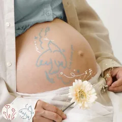 マタニティフォト NICE to MEET マタニティフォトシール （ ボディペイントシール タトゥーシール ステッカー 赤ちゃん イラスト 記念日 撮影 妊婦 お洒落 メモリアル お洒落 メモリアル 思い出 マタニティ ペイント ） )