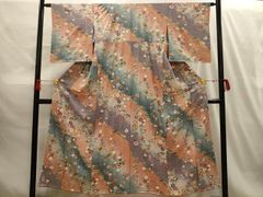 平和屋着物▽小紋 単衣 舞花文 洗える着物 AAAV2776fy - メルカリ