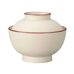 雑煮椀 13cm 白渕朱 プラスチック （ 食洗機対応 電子レンジ対応 ボウル お椀 椀 プラスチック製 日本製 軽い 割れにくい 抗菌加工 お正月 おもてなし お雑煮 雑煮 洋風 和風 おしゃれ ）)のサムネイル