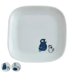 プレート 14.5cm KYU-JITSU 陶磁器 （ 食洗器対応 電子レンジ対応 皿 取り皿 中皿 お皿 イラスト かわいい 取皿 デザート ケーキ 日本製 ゆるい プレゼント ） )