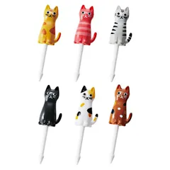 ピック シンプルキャットピック 6本入 （ おかずピック お弁当ピック ピンチョス 飾り 彩り かわいい 猫 ねこ ネコ お弁当 弁当 お弁当用 パーティ カワイイ ）)のサムネイル