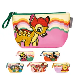 ポーチ フラットポーチ キャラクター （ ミッキー ミニーマウス チップ＆デール プーさん ヒューイ デューイ ルーイ バンビ フラット マチ付き 小物入れ 化粧ポーチ 小物ケース ミニポーチ お出かけ 旅行 ） )