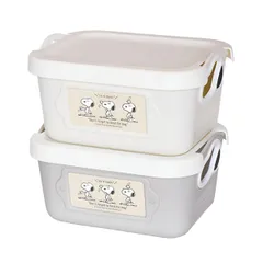 スヌーピー フタ付きミニやわらかバケツSQ1(2pcs) （ 収納 ボックス ケース やわらかい デスク 卓上 日本製 蓋付き 積み重ね 小物収納 小物入れ 整理 SNOOPY 収納ケース 小物 収納ボックス ディズニー キャラクター 文房具 おもちゃ ）)