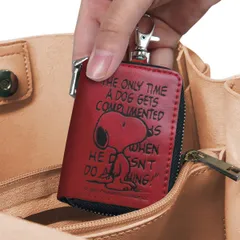 キーケース スマートキー スヌーピー 車 （ キーレスキーケース キーカバー キーポーチ クリア窓付き SNOOPY キャラクター ボタン操作可能 キーリング付き コンパクト ナスカン付き ゴムベルト付き 鍵 かぎ かわいい ）)