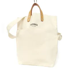 WA26458 TEMBEA テンベア 2WAY トートバッグ ショルダーバッグ メッセンジャーバッグ キャンバス×レザー ロゴプリント ベージュ×キャメル